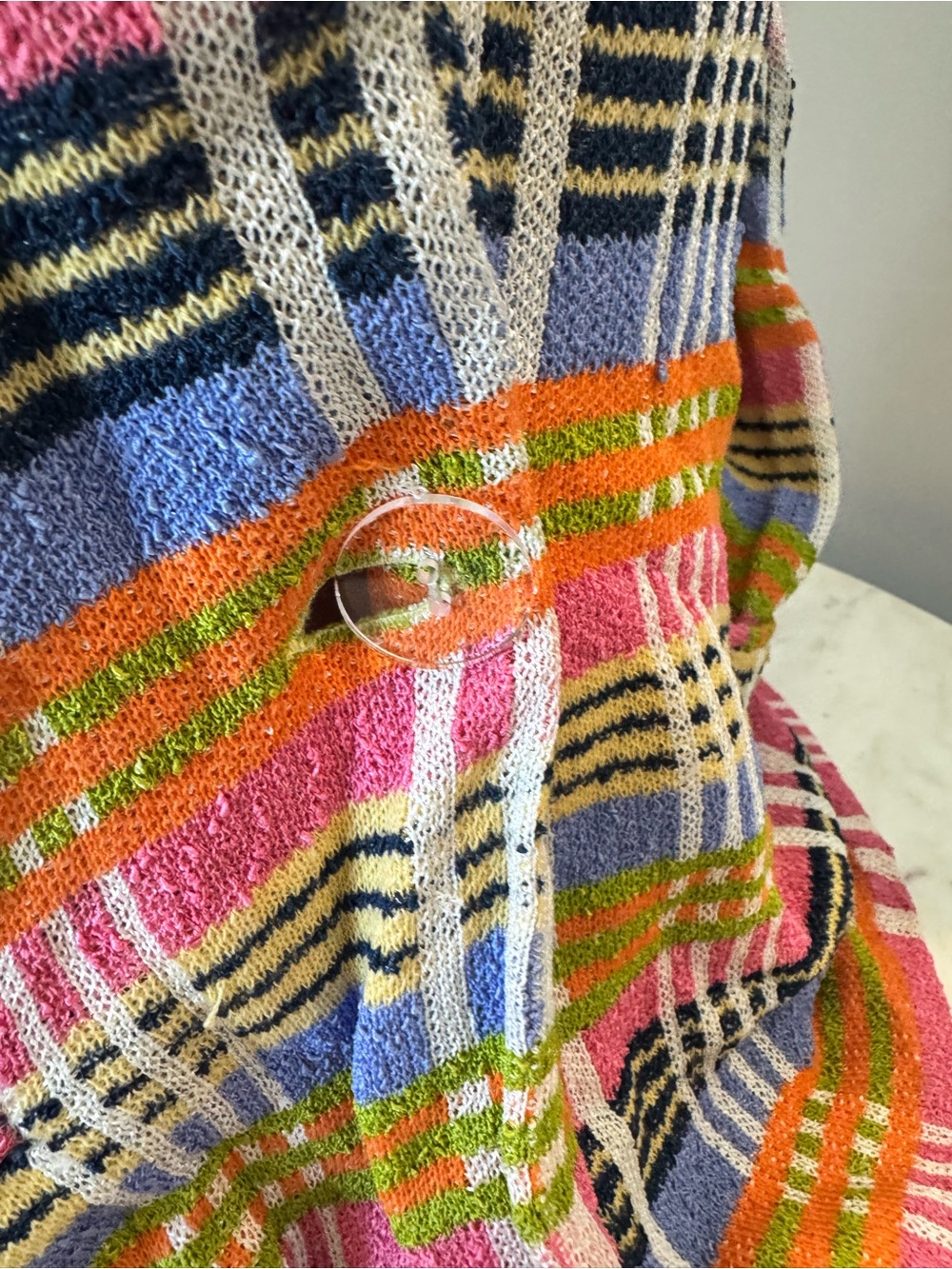 Vintage Missoni Multicolor Plaid Knit Blazer in Pink, Green, Orange, Blue - Picture 2 of 8